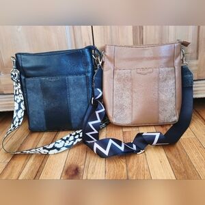 Stylish Black and Tan Women's Crossbody Bags
